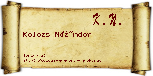 Kolozs Nándor névjegykártya
