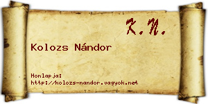 Kolozs Nándor névjegykártya